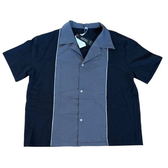 Other - Iefiel Bowling Shirt Mens Short Sleeve Black Grey Size 2XL Lightweight